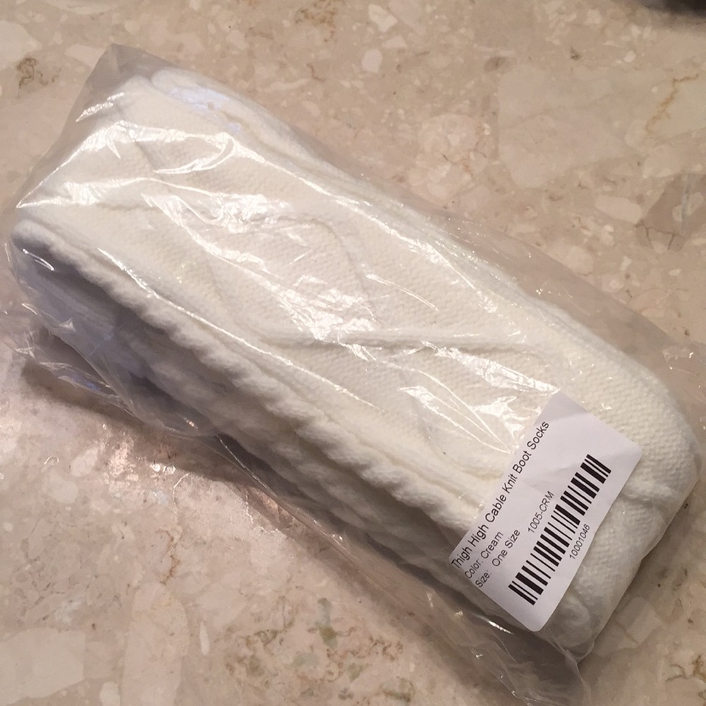 Brand new thigh high cable knit boot socks